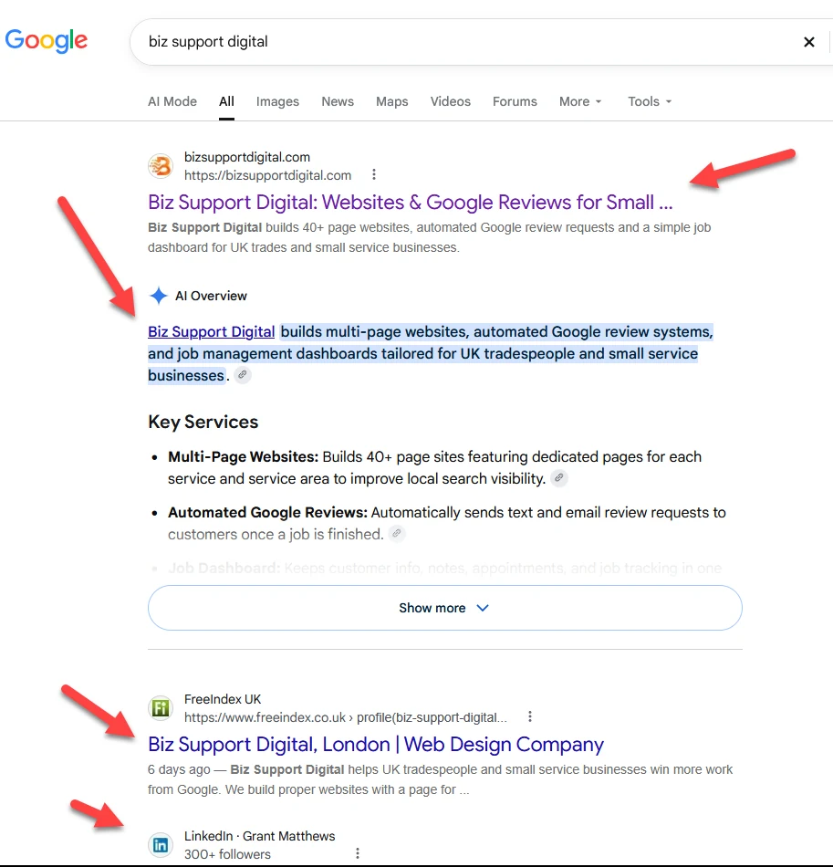 The top of page one of Google for biz support digital, 12 October 2026
